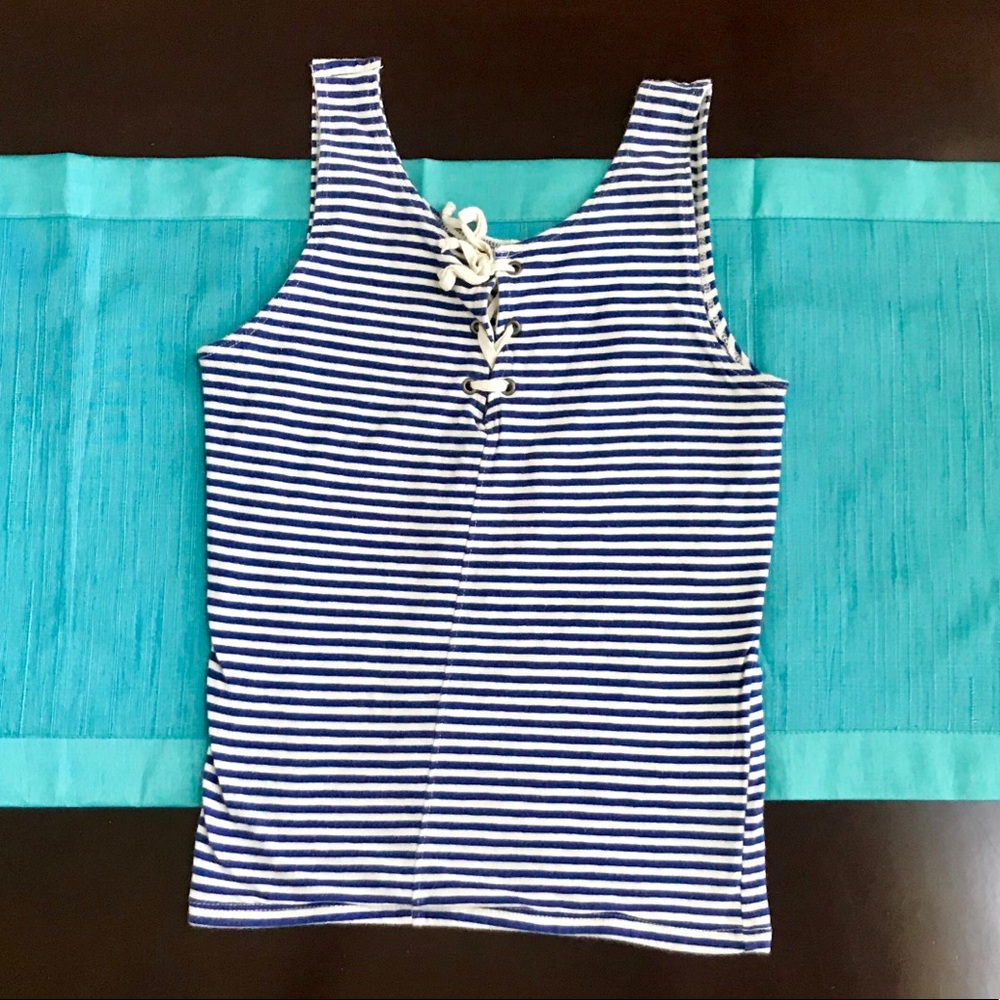Hollister Blue Slim Lace-up Tank Top